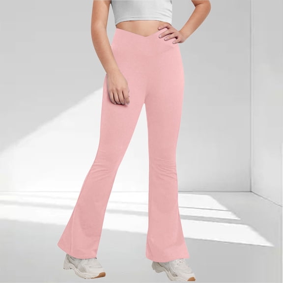 Amidoa Girls Sweatpants Baggy Athletic Wide Leg Pants Casual Soft Kids Pants Pink 14 Years