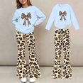thumbnail image 1 of Amidoa Girls Sweatsuits 2pcs Sets Casual Fall Winter Clothes Cute Fleece Floral Print Sweatshirt and Slightly Flared Sweatpants Back to School Outfits Blue Size 9-10 Years, 1 of 7