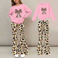 thumbnail image 1 of Amidoa Girls Sweatsuits 2pcs Sets Casual Fall Winter Clothes Cute Fleece Floral Print Sweatshirt and Slightly Flared Sweatpants Back to School Outfits Pink Size 11-12 Years, 1 of 7