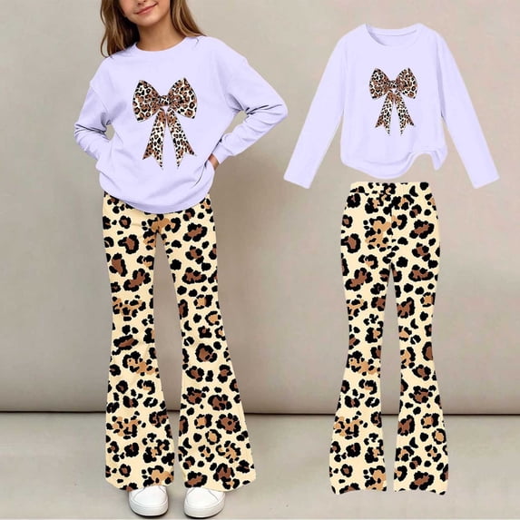 Amidoa Girls Sweatsuits 2pcs Sets Casual Fall Winter Clothes Cute Fleece Floral Print Sweatshirt and Slightly Flared Sweatpants Back to School Outfits Purple Size 11-12 Years