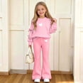 thumbnail image 1 of Amidoa Girls Sweatsuits 2pcs Sets Pullover Fall Winter Clothes Cute Tracksuit Floral Print Sweatshirt and Flared Sweatpants Kids Casual Back to School Outfits Pink Size 11-12 Years, 1 of 8