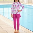 thumbnail image 1 of Amidoa Girls Swimsuit Rash Guards Long Sleeve Skirted Bathing Suit Summer Swim Set Swimwear,Watermelon Red,4, 1 of 1