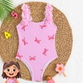 thumbnail image 1 of Amidoa Girls Swimsuit Thick Strap Quick Dry One Piece Bathing Suit Summer Floral Print Swimwear,Pink,4 Years, 1 of 7