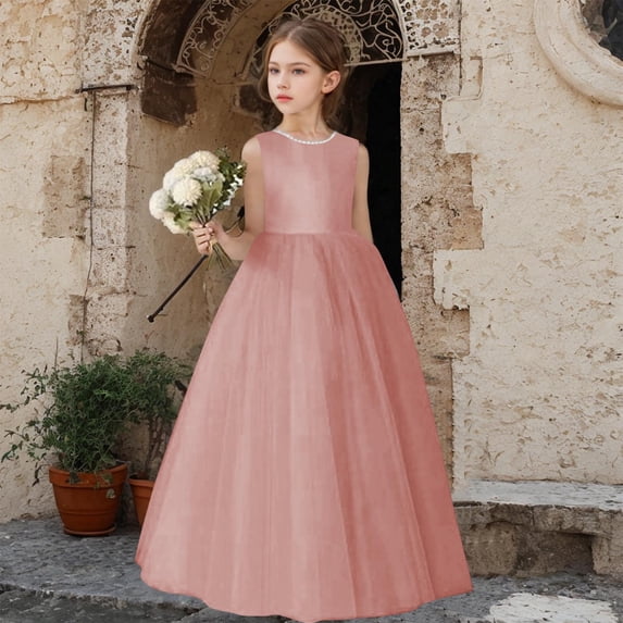 Amidoa Girls Tulle Dress Summer Dresses Maxi Sleeveless Sundress for Toddler