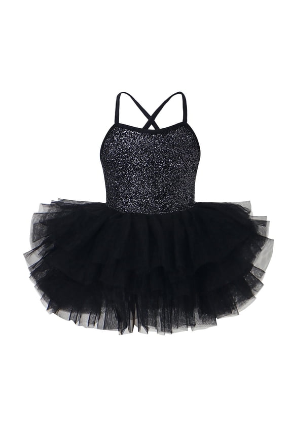 Girls Tutu Dresses Dresses Strap Tulle Crewneck Sundress Mesh Dance Performance Ballet Skirt Summer Dress Black,1-2Years