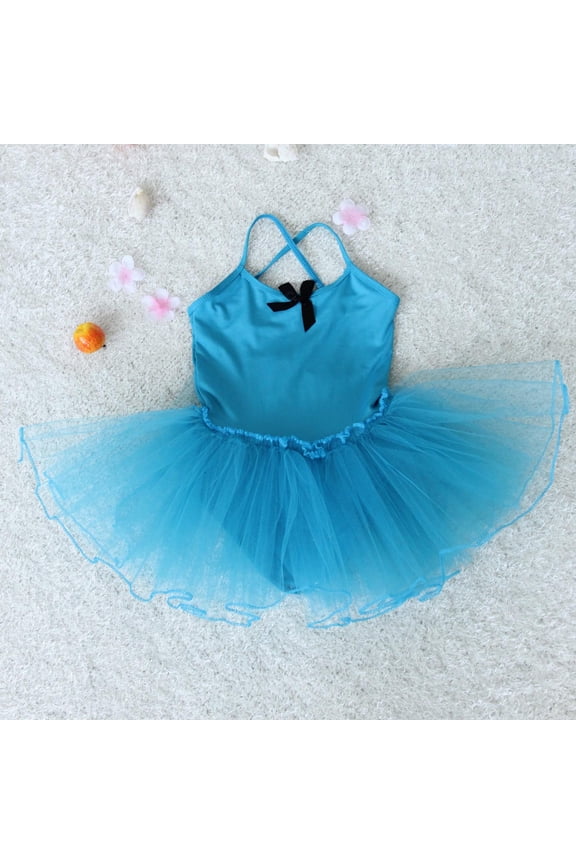 Girls Tutu Dresses Dresses Tulle Strap Crewneck Sundress Skirt Ballet Dance Performance Summer Dress Blue,8-9Years
