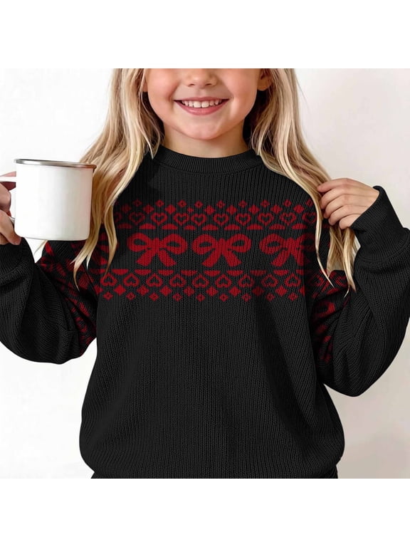 Girls Ugly Christmas Sweater Long Sleeve Knit Pullover Kids Crewneck Soft Sweater Cute Casual Fall Winter Tops Multicolor230 Size 7-8 Years