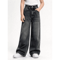 thumbnail image 1 of Amidoa Girls Wide Leg Denim Pants Baggy Elastic Waist Jeans Black Size 5-6Years, 1 of 8
