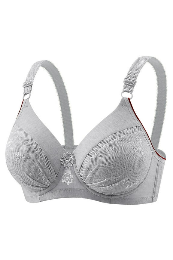 Gray Bras for Women High Support Cotton No Underwire Embroidered Bra Brasieres for Womens 42/95