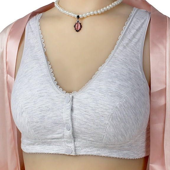 Amidoa Gray Womens Bras Wire-Free Front Closure Nursing Breastfeeding Solid Bra Bralettes for Women XL