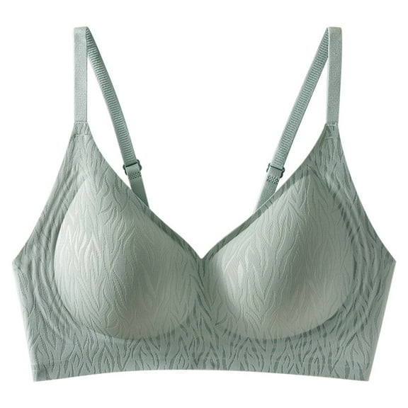 Amidoa Green Bras for Women High Support Push-up Wire-Free Solid Bra Brasieres for Womens XXL