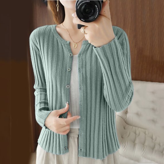 Amidoa Green Sweaters for Women 2025 Cardigan Long Sleeve Button up Knit Light Cardigans Womens Sweaters Cardigan XL