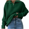 thumbnail image 1 of Amidoa Green Sweaters for Women Plus Size Long Sleeve Zip-up Knit Pullover Warm Sweaters Womens Sweaters Cardigan M, 1 of 4