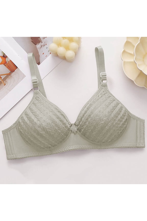 Heavy Breast Bras for Older Women Wire-Free Silver Full Coverage Embroidered Bra Women's Lingerie 36/80