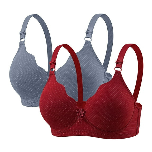 Amidoa Heavy Breast Bras for Women Wire-Free Seamless Solid 2 Pcs Bras Women Lingerie L