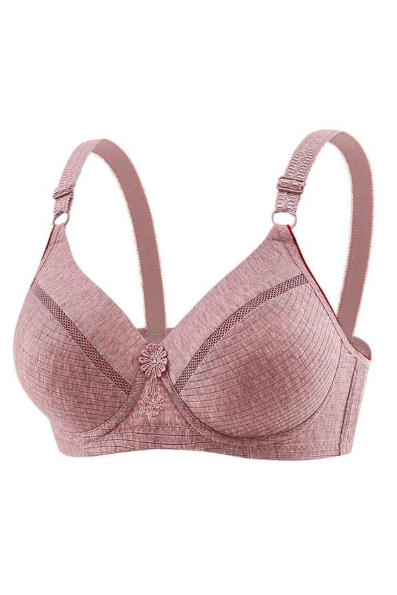 High Support Bras for Women Pink No Underwire Cotton Embroidered Bra Brasieres for Womens 40/90