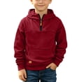 thumbnail image 1 of Amidoa Hoodies for Boys Zip Fleece Hooded Sweatshirt Long Sleeve Kids Fashion Hoodie Fall Winter Clothes Wine Size 4-5 Years, 1 of 9