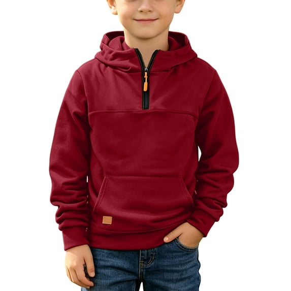 Amidoa Hoodies for Boys Zip Fleece Hooded Sweatshirt Long Sleeve Kids Fashion Hoodie Fall Winter Clothes Wine Size 4-5 Years