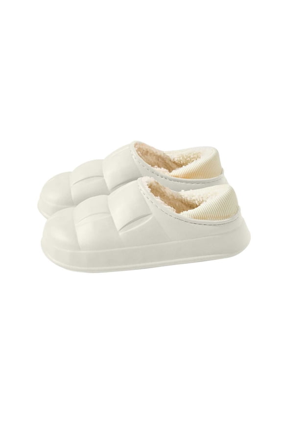Indoor Slippers Women House Valentines White Winter Hands Free Fleece Lined Slip on Shoes Clogs Women 36