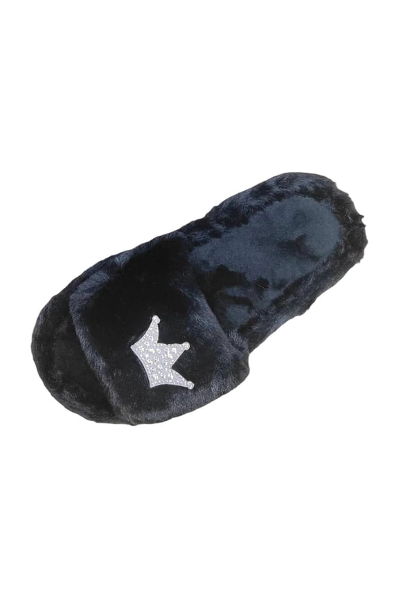 Indoor Womans Slippers Black House Fuzzy Non Slip Open Toe Cute Bedroom Slides Womens Clogs 38