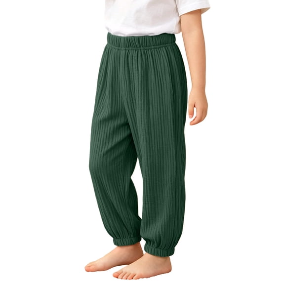 Amidoa Kids' Breathable Loose Anti-Mosquito Elastic Waist Quick Dry Pants Casual Sun Protection Pants Green 3T