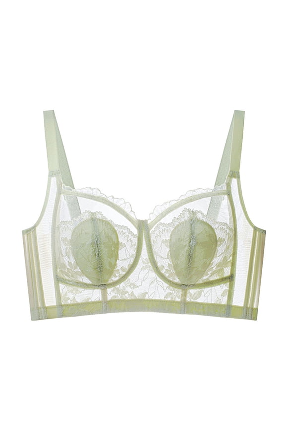 Lace Womens Bras Cheeky Green Cut-out Push-up Embroidered Lingeries Brasiers Women XL
