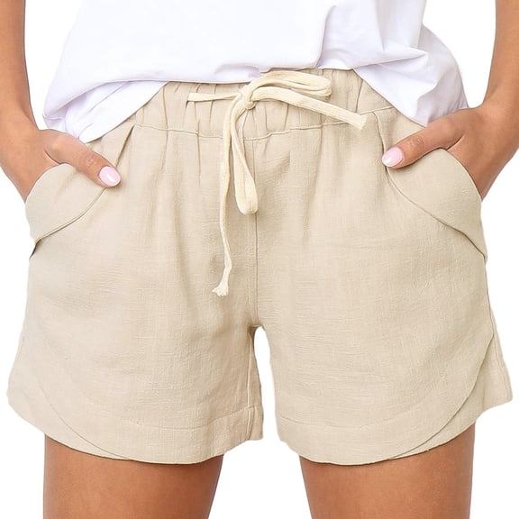 Amidoa Ladies Shorts Elastic Waist Drawstring Summer Shorts Sweatpants for Women