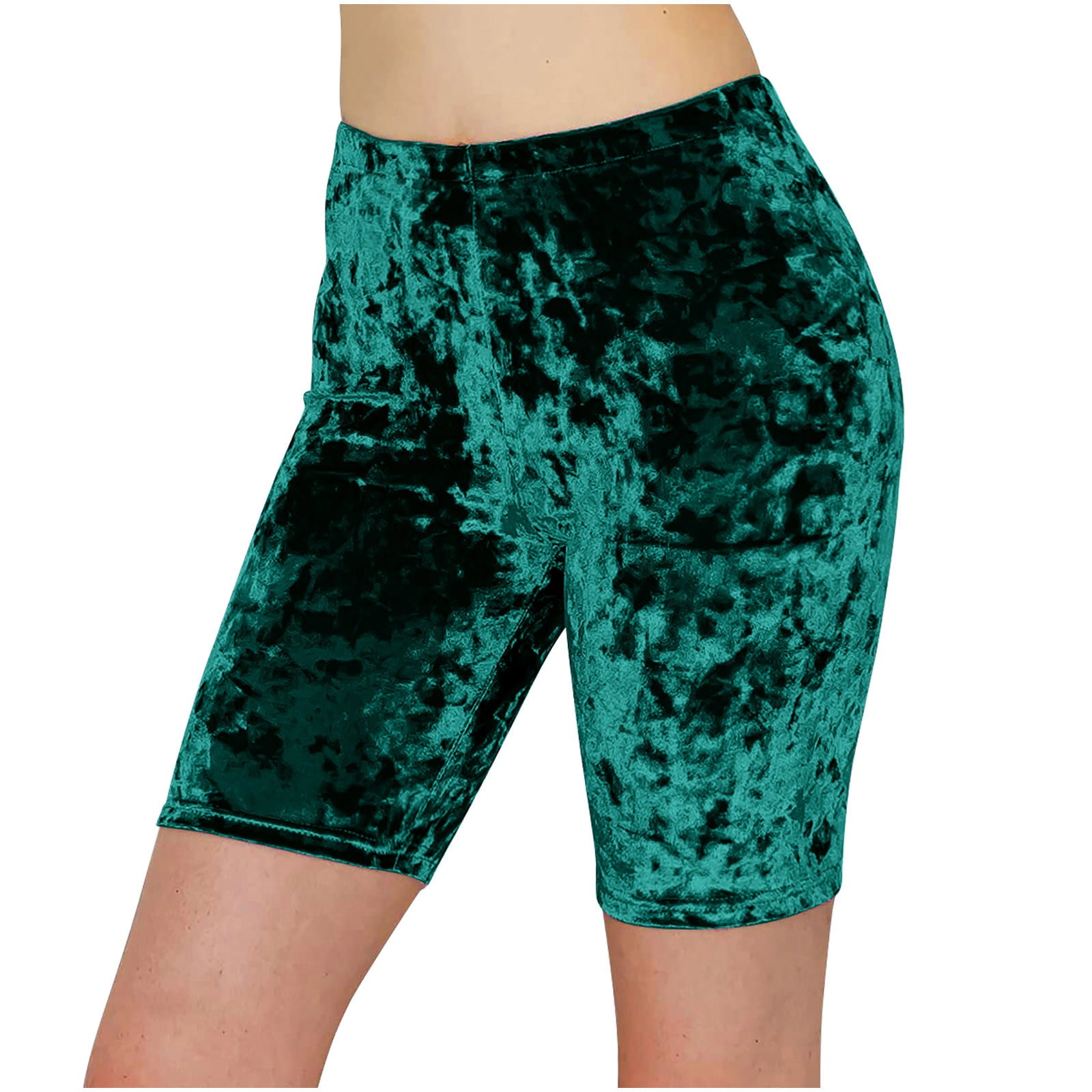 Amidoa Ladies Shorts and Capris Elastic Waist Velvet Trendy Shorts