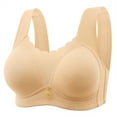 thumbnail image 1 of Amidoa Large Bust Bras for Women Wireless Full Coverage Beige Solid Wide Straps Brasiers Brasiers Women 36, 1 of 2