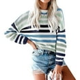thumbnail image 1 of Amidoa Light Sweaters for Women Long Sleeve Green Striped Cute Pullover Fall Sweaters Womens Cardigan Sweaters S, 1 of 3