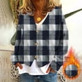thumbnail image 1 of Amidoa Long Sleeve Cardigans for Women Button up Cardigan Blue Plaid Plus Size Fleece Cozy Cardigans Women's Cardigans S, 1 of 5