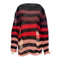 thumbnail image 1 of Amidoa Long Sleeve Sweater Tops for Women Crochet Red Ripped Long Gothic Striped Sweaters Cardigans for Women Free Size, 1 of 2