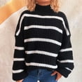 thumbnail image 1 of Amidoa Long Sleeve Sweaters for Women 2025 Striped Black Turtleneck Loose Winter Pullover Sweaters Womens Sweaters L, 1 of 5