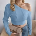thumbnail image 1 of Amidoa Long Sleeve Sweaters for Women Crop Light Blue One Shoulder Cutout Cheeky Sweaters Womens Sweaters Cardigan S, 1 of 6