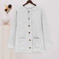 thumbnail image 1 of Amidoa Long Sleeve Sweaters for Women Fleece Cardigan White Solid Cozy Winter Button up Cardigans for Women XXXL, 1 of 5