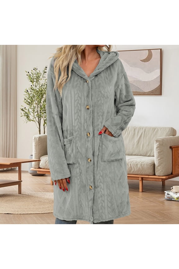 Long Sleeve Sweaters for Women Hoodie Silver Cardigan Long Solid Fleece Button up Cardigans Women's Cardigans L