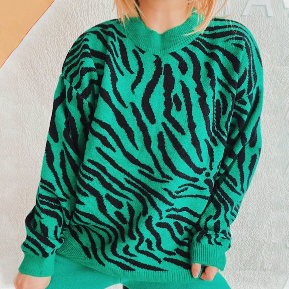 Amidoa Long Sleeve Women Sweater Green Plus Size Funny Chunky Knit Graphic Sweaters Womens Sweaters Cardigan M