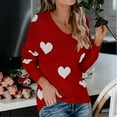 thumbnail image 1 of Amidoa Long Sleeve Women Sweater V-Neck Valentines Red Long Lightweight Heart Sweaters Cardigans for Women Trendy M, 1 of 9