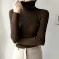 thumbnail image 1 of Amidoa Long Sleeve Women's Sweaters Bronze Turtleneck Basic Casual Soft Sweaters Womens Sweaters Cardigan Free Size, 1 of 5