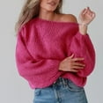 thumbnail image 1 of Amidoa Long Sleeve Women's Sweaters Knit Pink One Shoulder Plus Size Cute Solid Sweaters Womens Sweaters Cardigan XL, 1 of 7