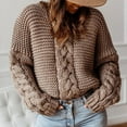 thumbnail image 1 of Amidoa Long Sleeve Women's Sweaters V-Neck Brown Cable Knit Winter Oversized Solid Sweaters Womens Cardigan Sweaters M, 1 of 6