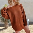 thumbnail image 1 of Amidoa Long Sleeve Womens Sweater Oversized Crochet Bronze Round Neck Light Solid Sweaters Cardigans for Women XXXL, 1 of 4
