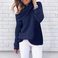thumbnail image 1 of Amidoa Long Sleeve Womens Sweater Turtleneck Dark Blue Crochet Long Cutout Fall Sweaters Womens Cardigan Sweaters S, 1 of 6