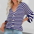 thumbnail image 1 of Amidoa Long Sleeve Womens Sweaters Button up Cardigan Blue Striped Oversized Long Cardigans Womens Sweaters Cardigan L, 1 of 3