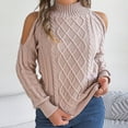 thumbnail image 1 of Amidoa Long Sleeve Womens Sweaters Cable Knit Pink Off the Shoulder Fall Cutout Sweaters Womens Cardigan Sweaters M, 1 of 8