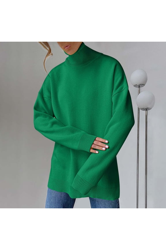 Long Sleeve Womens Sweaters and Cardigans Green Winter Turtleneck Warm Chunky Sweaters Cardigans for Women S