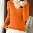 thumbnail image 1 of Amidoa Long Sleeve Womens Sweaters and Cardigans Orange V-Neck Fleece Soft Ruffle Sweaters Women's Cardigans/Sweaters M, 1 of 4