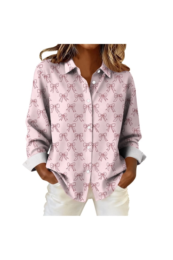 Long Sleeve Womens Tops Red Valentines Business Work Button Down Shirts Collared Teacher Tops Womens Shirts L