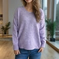 thumbnail image 1 of Amidoa Loose Sweater Tops for Women Long Sleeve Purple V-Neck Pullover Lightweight Solid Sweaters Womens Cardigans S, 1 of 6
