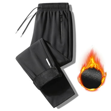 Amidoa Men Pants Lamb Wool Drawstring Thermal Straight Leg Fleece Lined Sweatpants Clearance Mens Athletic Pants L